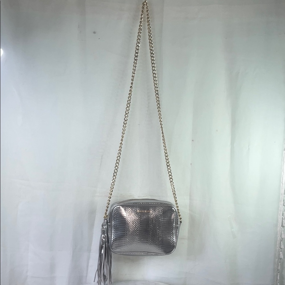 Victoria's Secret Silver Crossbody Bag with Gold Chain